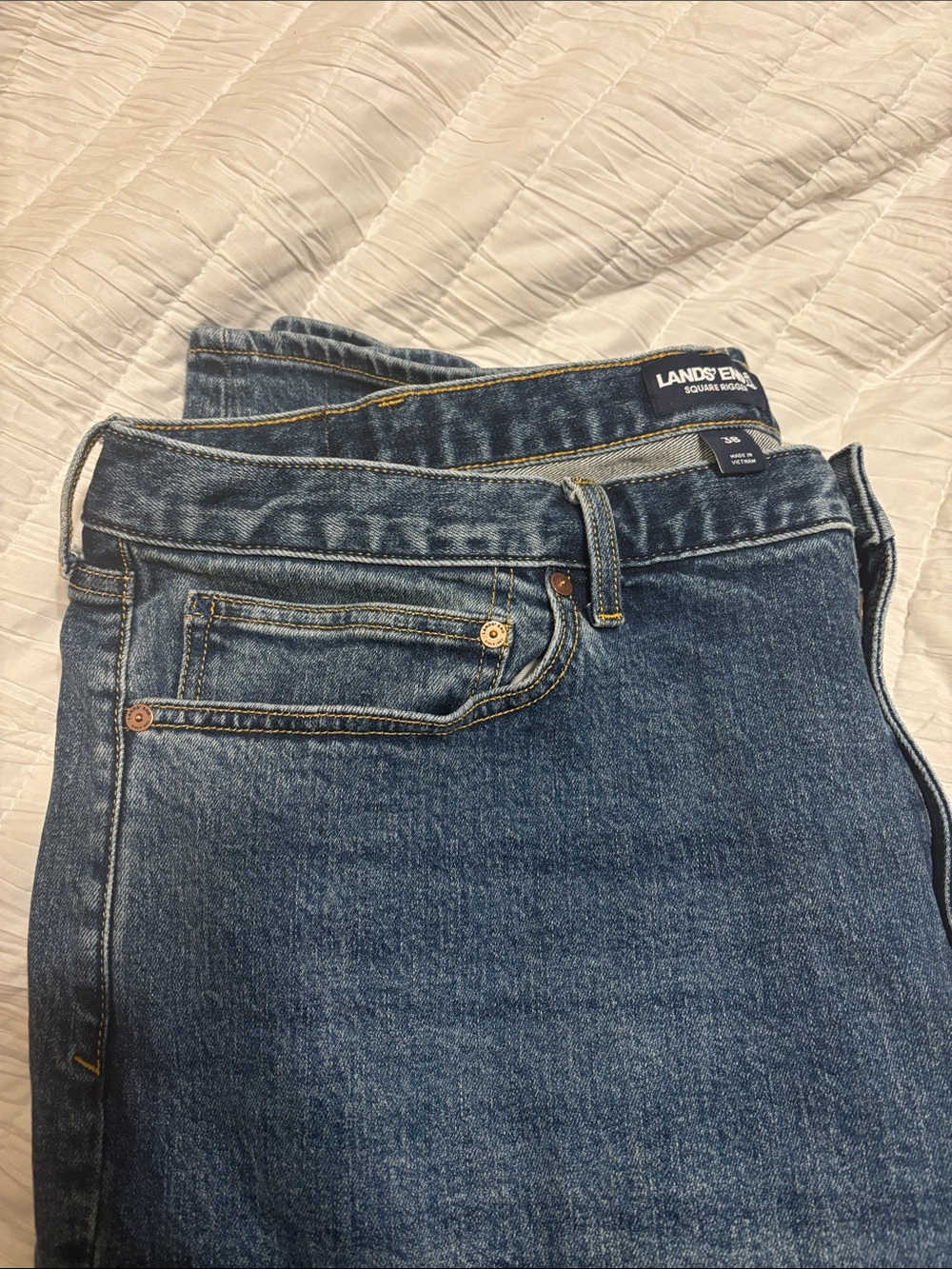 Lands' End Men's Medium Blue Straight Jeans